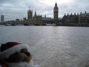 Teddy Tedaloo on Thames River Christmas cruise